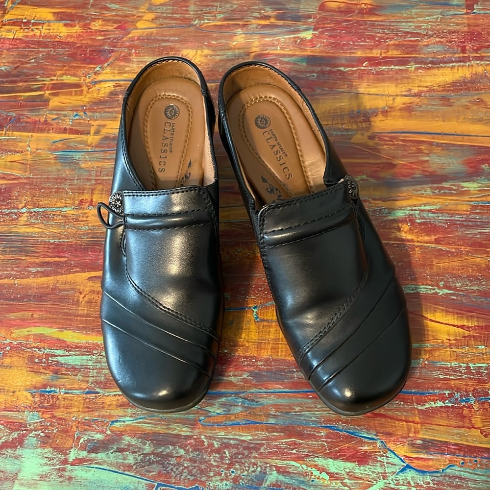 Earth Spirit Shoes Womens 7 Elaine Classics Heels Slip On Mules Black Leather